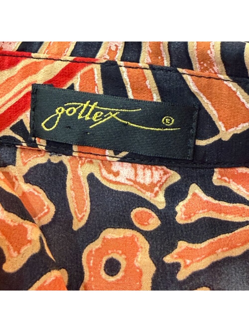 Gottex Silk Long Sleeve Tunic Blouse Abstract Print Button Front Top Size Small - Picture 7 of 9
